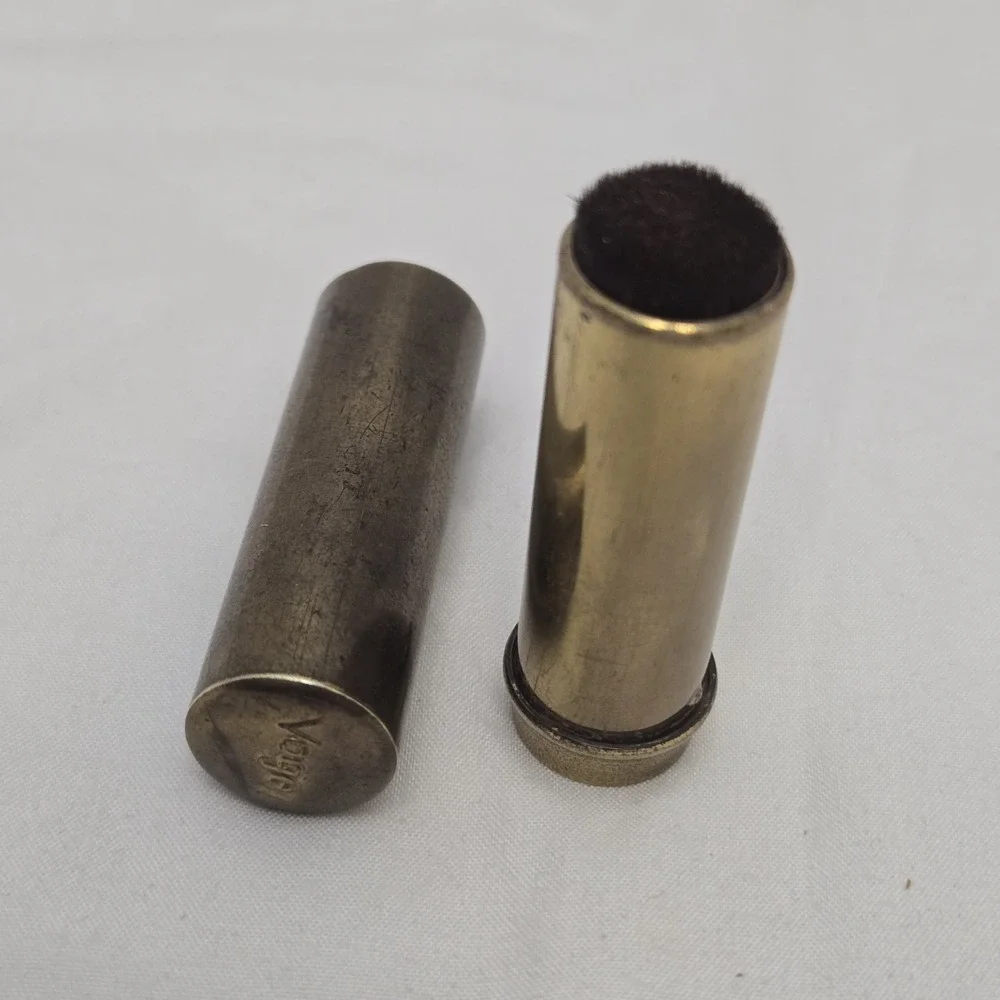 Vintage Vogel Lark Retractable Brass Camera Lens & Makeup‎ Brush - Japan 1950s